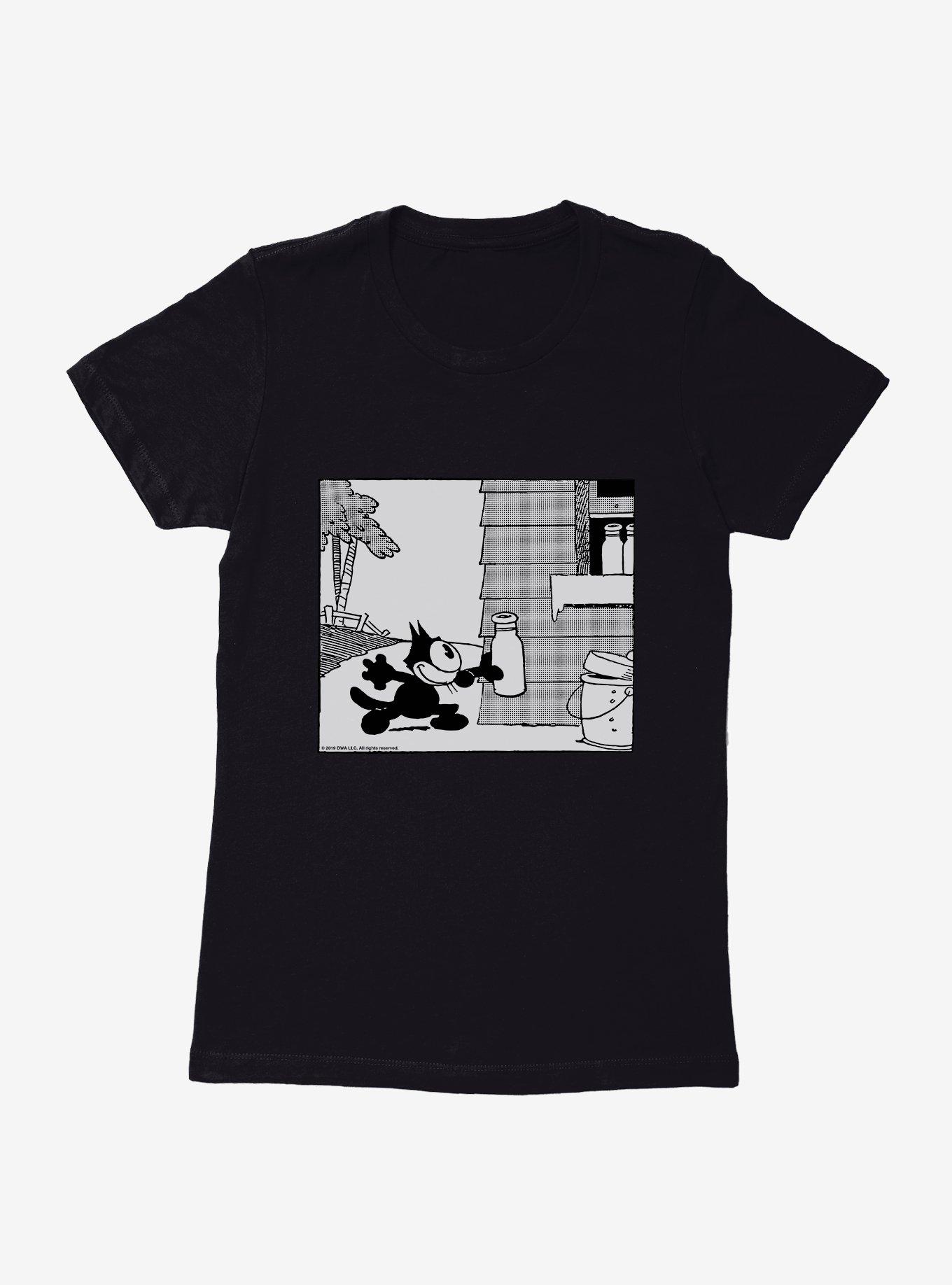 Felix The Cat Milk Time Womens T-Shirt, BLACK, hi-res