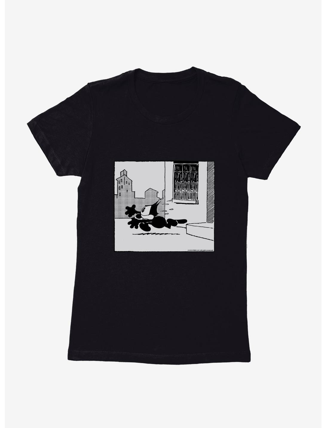 Felix The Cat Rushing Out Womens T-Shirt, BLACK, hi-res