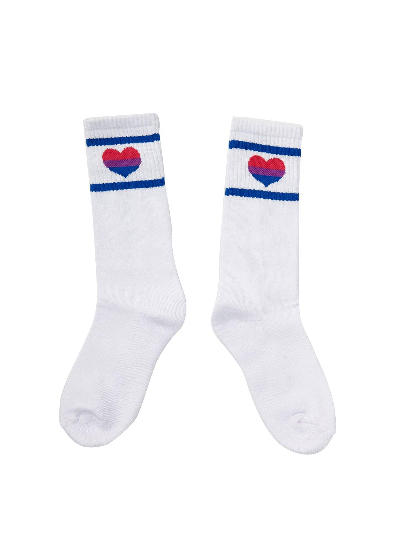 Bisexual Pride Heart Girls Crew Socks, , hi-res