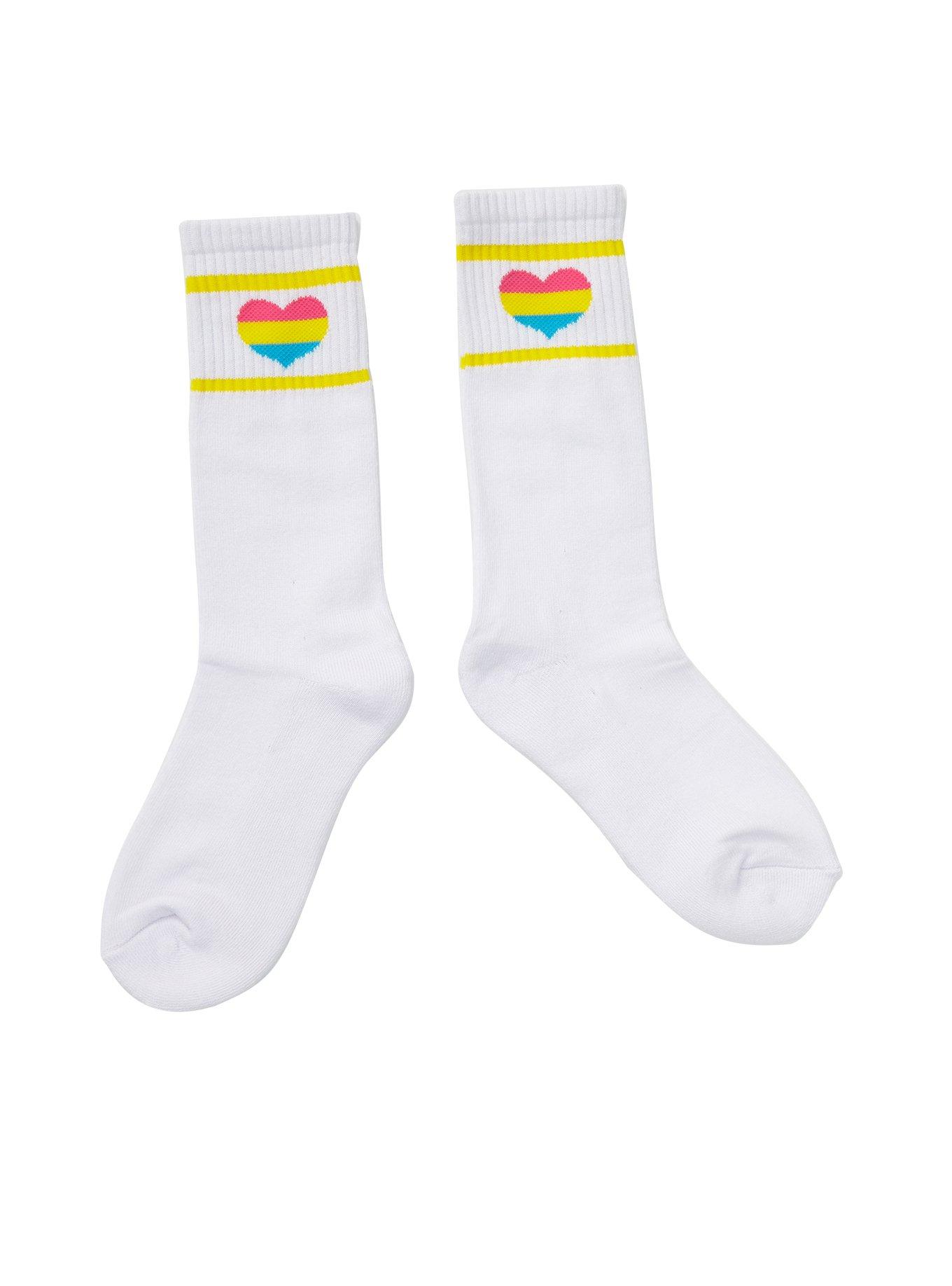 Pansexual Pride Heart Girls Crew Socks, , hi-res