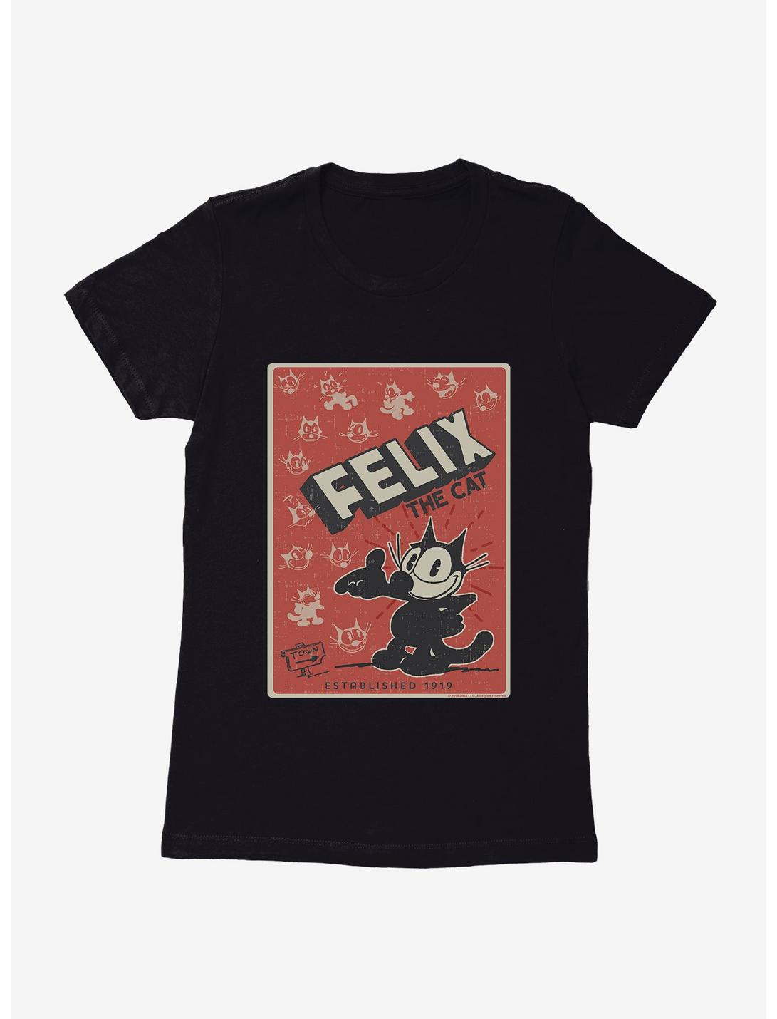 Felix The Cat Vintage Poster Womens T-Shirt, BLACK, hi-res