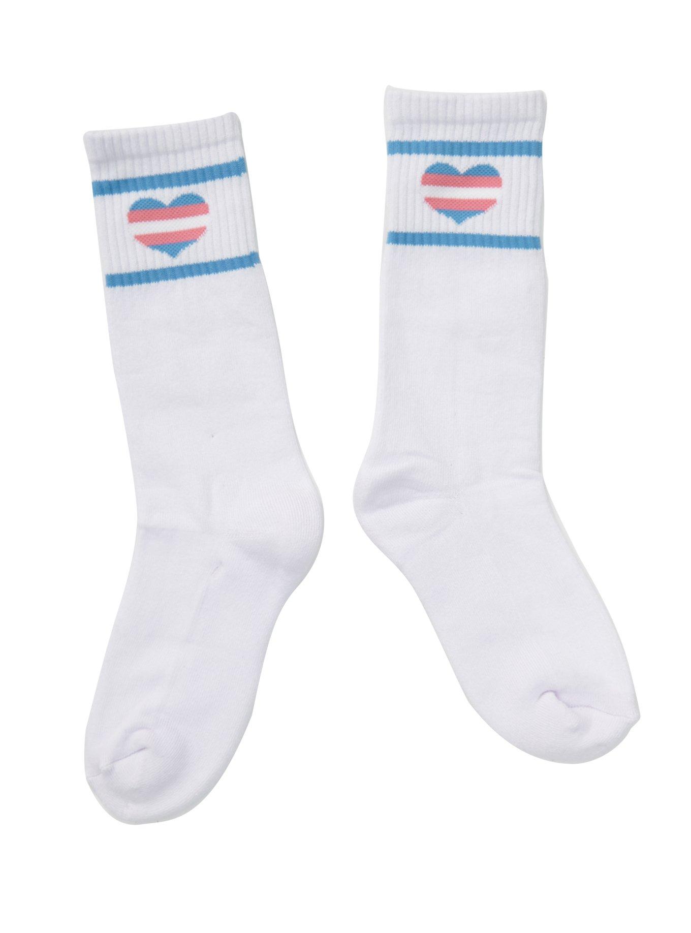 Transgender Pride Heart Girls Crew Socks, , hi-res