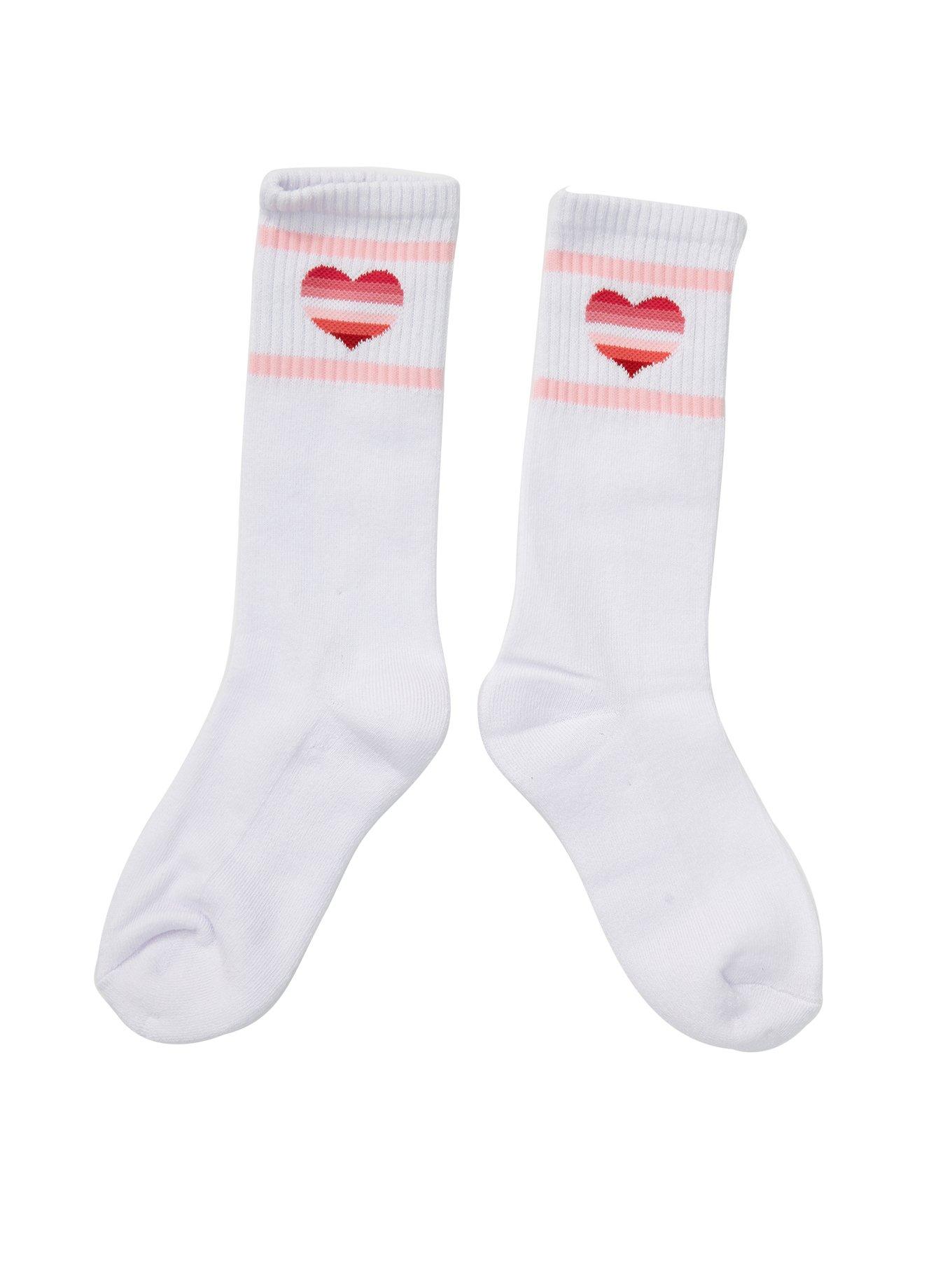 Lesbian Pride Heart Girls Crew Socks, , hi-res