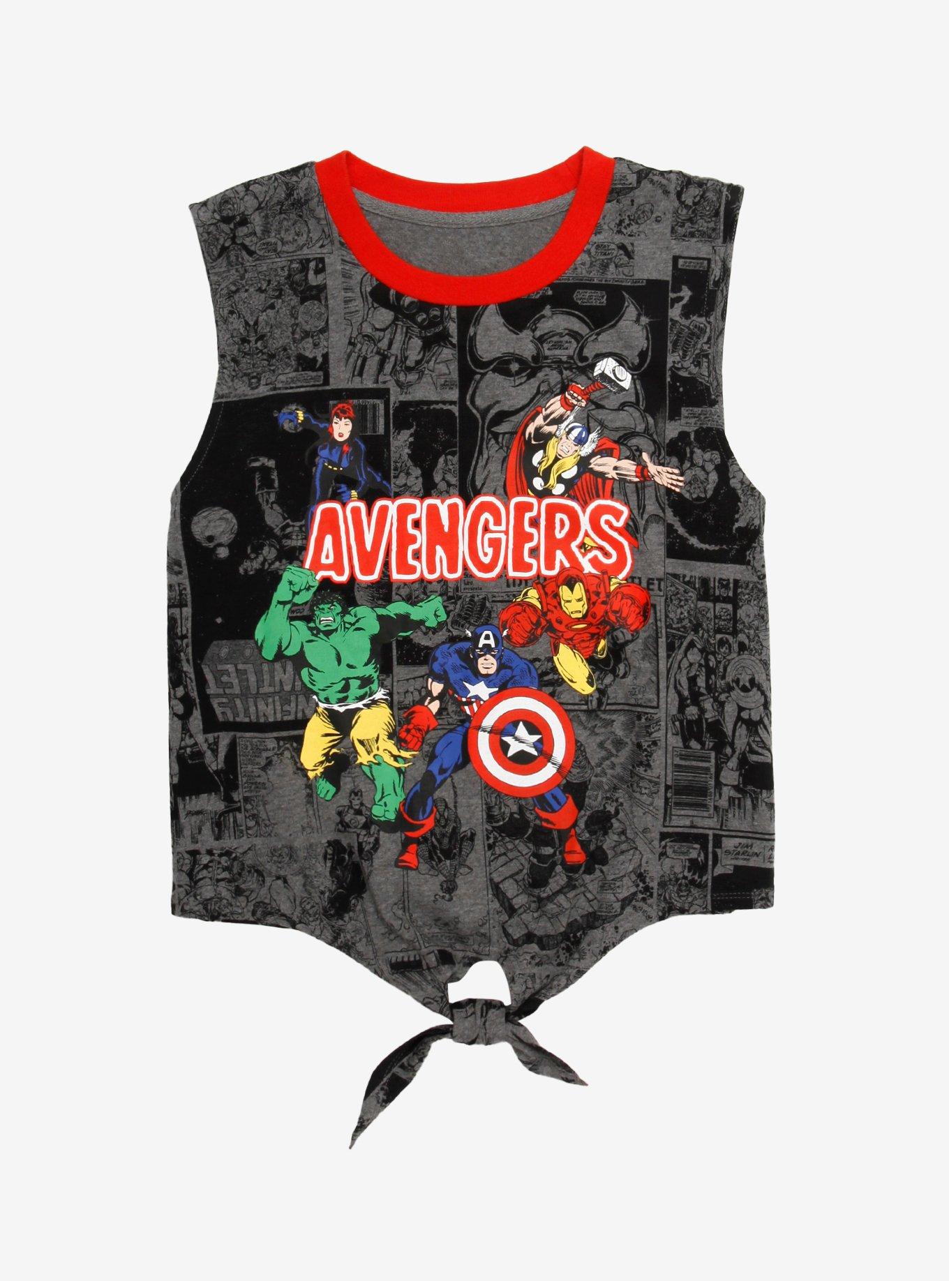 Marvel Avengers Comic Book Tie-Front Girls Tank Top Plus Size