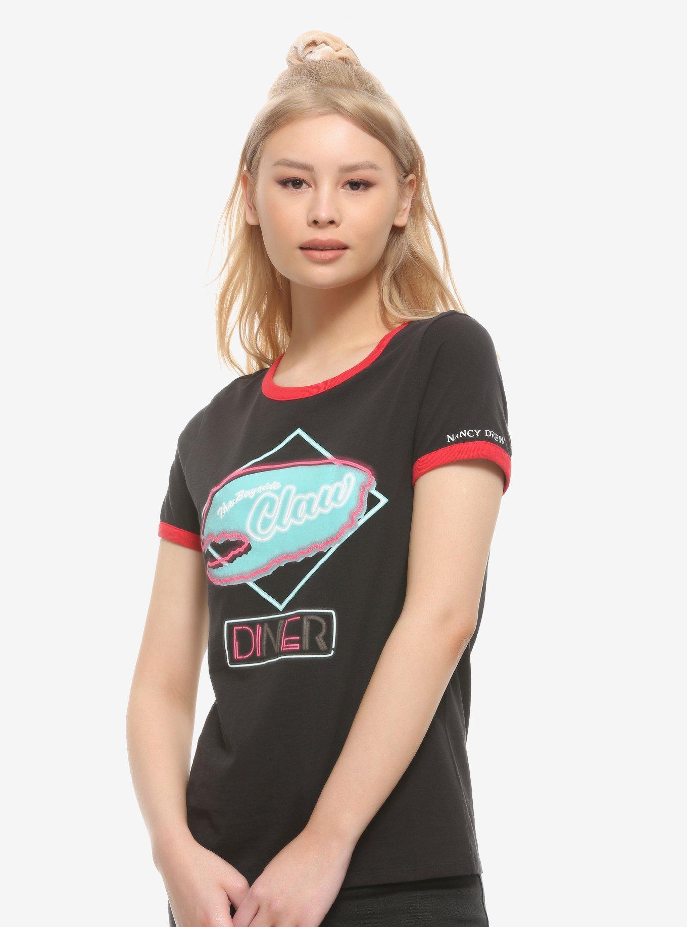 Nancy Drew The Bayside Claw Diner Girls Ringer T-Shirt, MULTI, hi-res