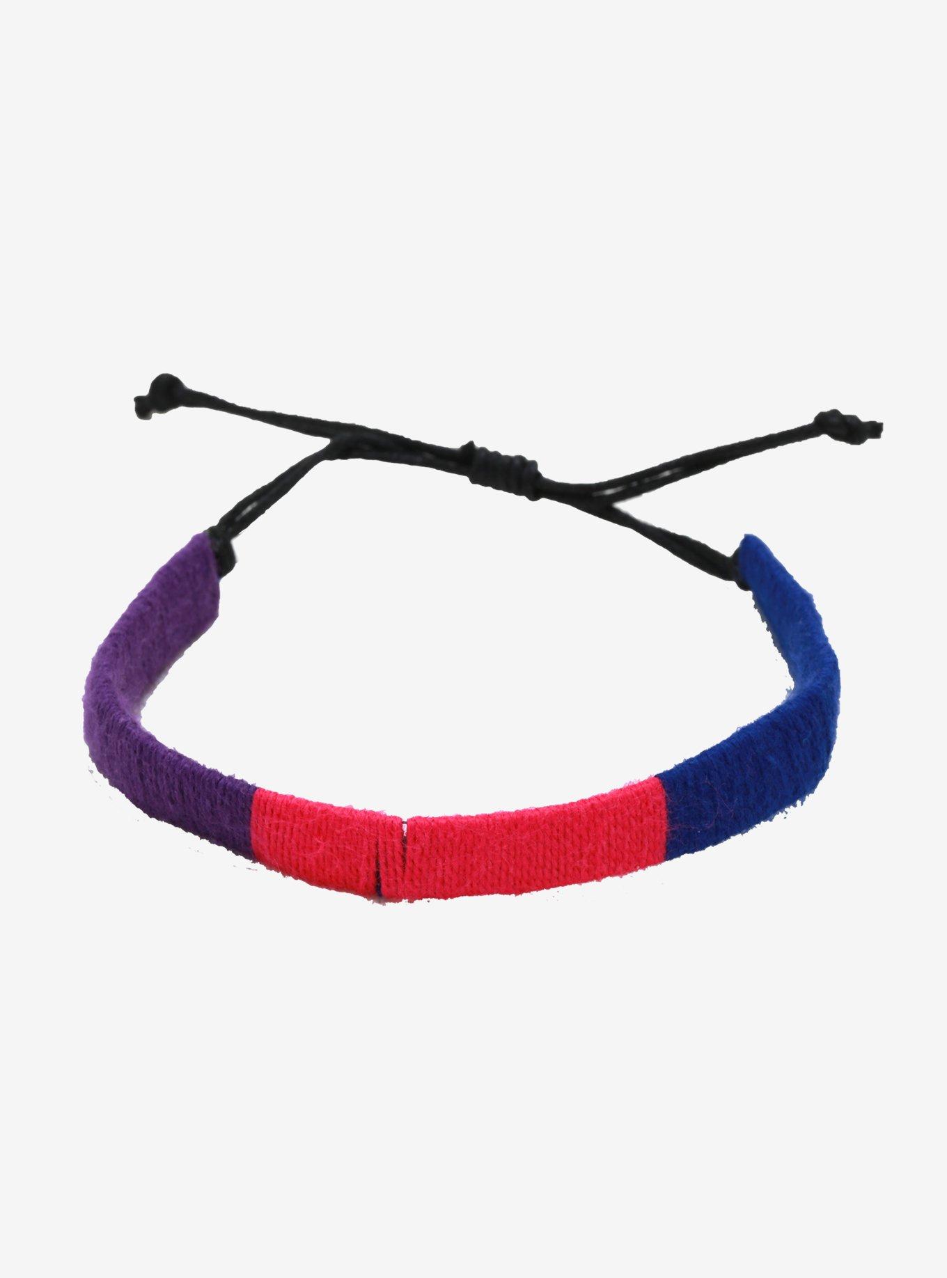 Bisexual Pride Flag Braided Cord Bracelet, , hi-res