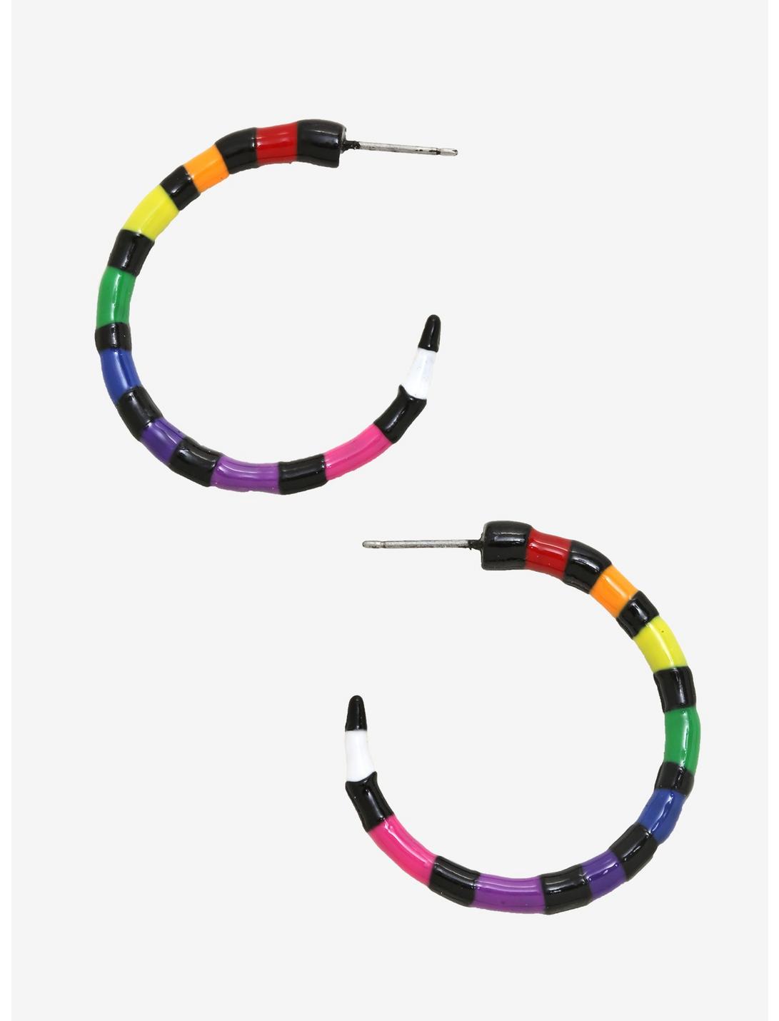 Rainbow Striped Hoop Earrings, , hi-res