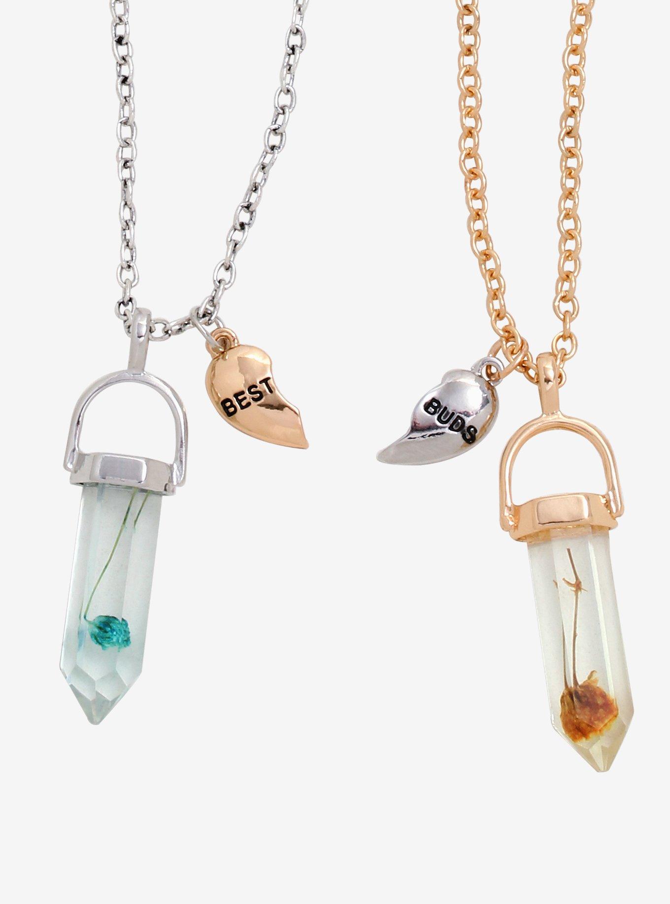 Dried Flower Crystals Best Friend Necklace Set, , hi-res