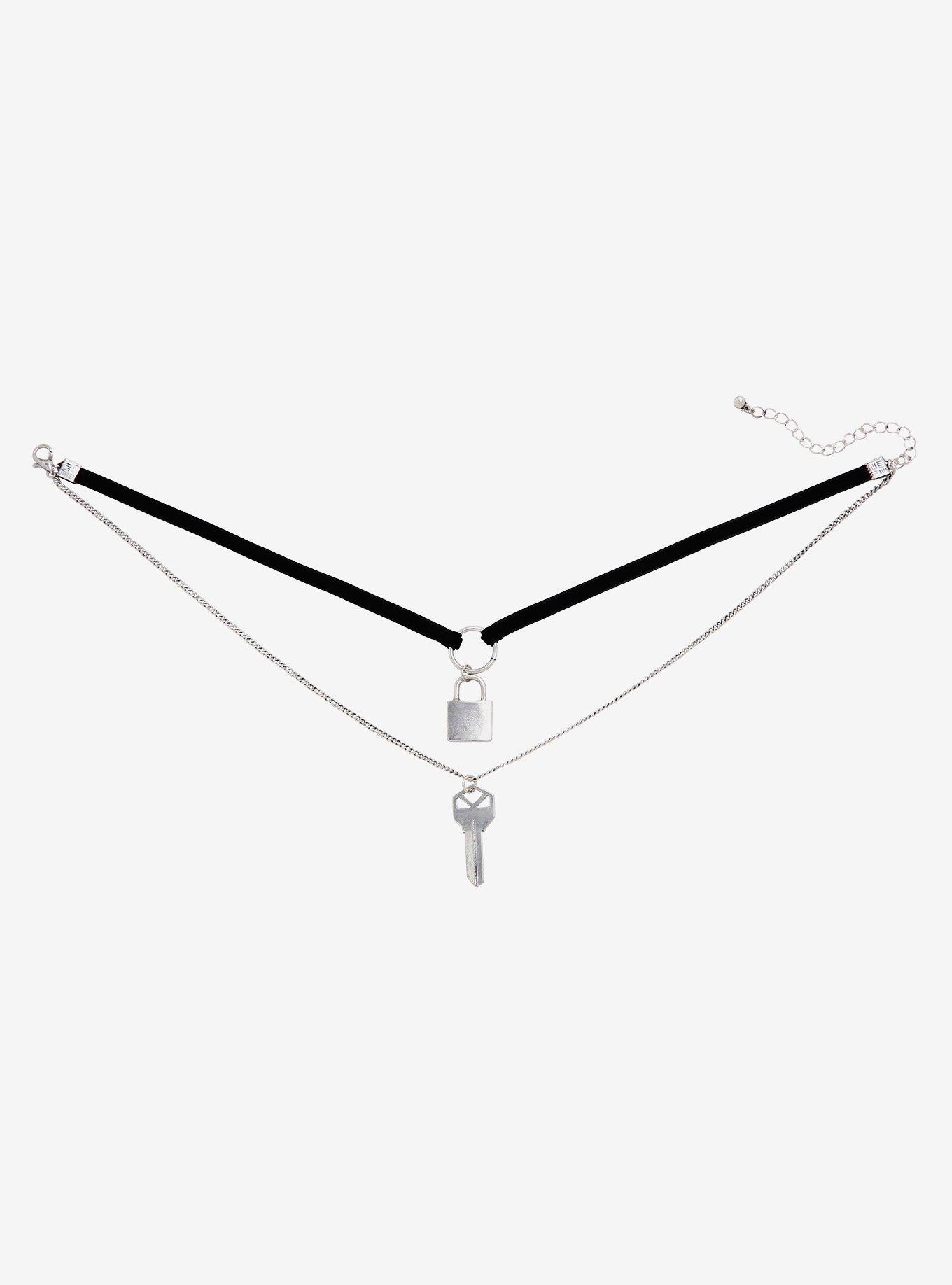 Padlock & Key Layered Choker, , hi-res