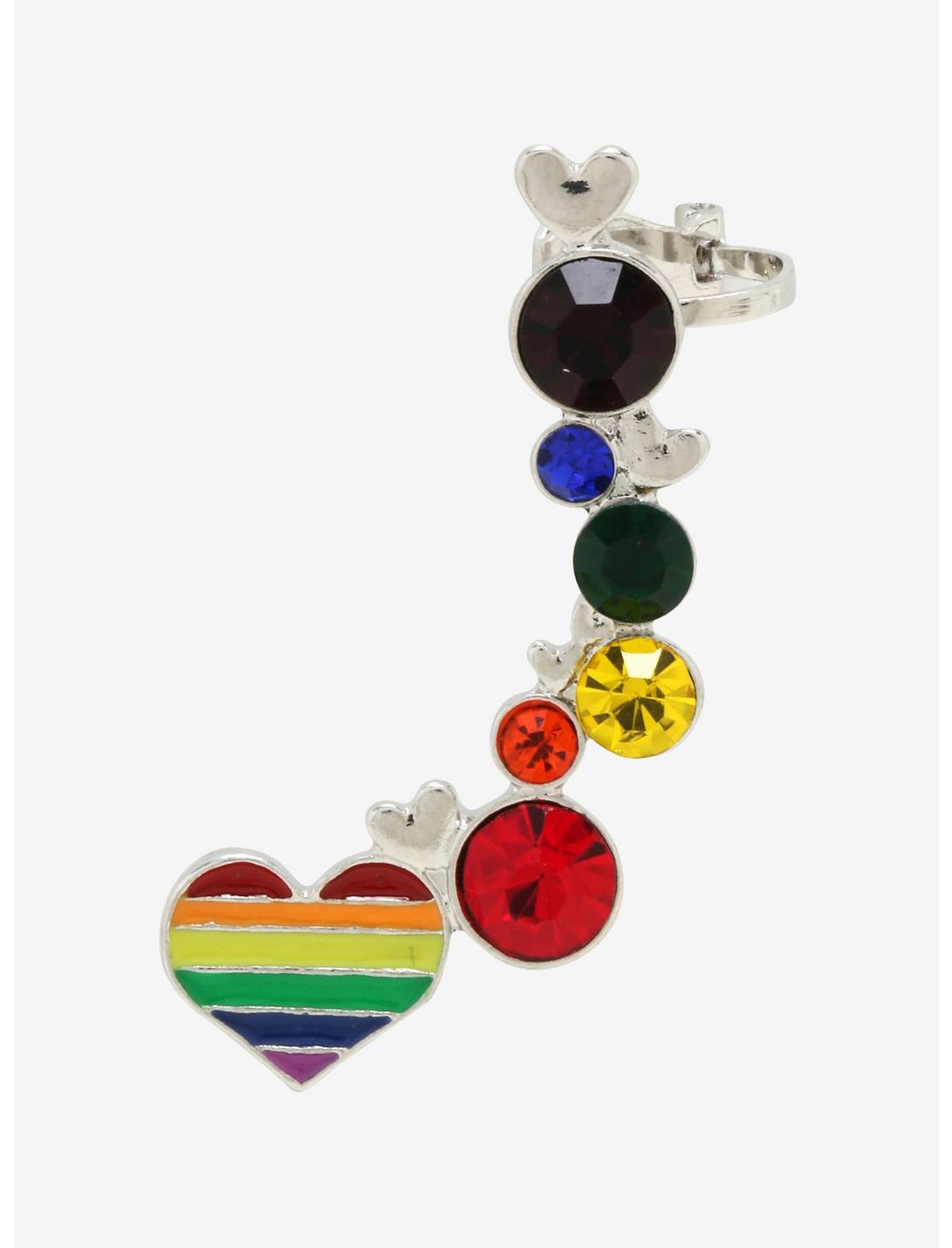 Rainbow Heart Ear Cuff, , hi-res