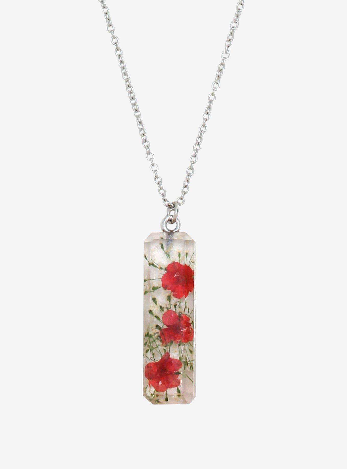 Sakura Dried Flower Crystal Necklace, , hi-res