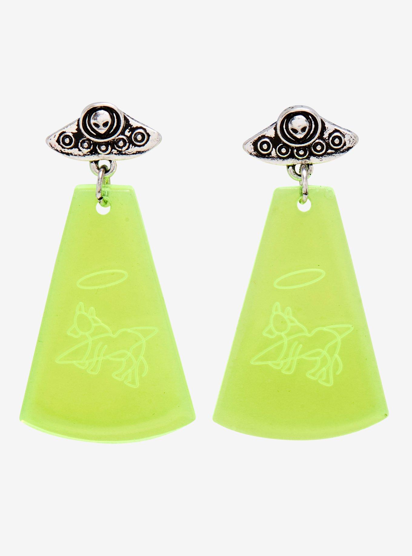 Alien UFO Abduction Dangle Earrings, , hi-res