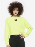 Neon Yellow Yin-Yang Girls Crop Sweatshirt, CHARTREUSE, hi-res