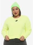 Neon Yellow Yin-Yang Girls Crop Sweatshirt Plus Size, CHARTREUSE, hi-res