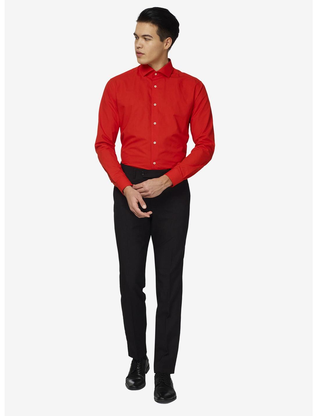 OppoSuits Men's Red Devil Solid Color Shirt, RED, hi-res