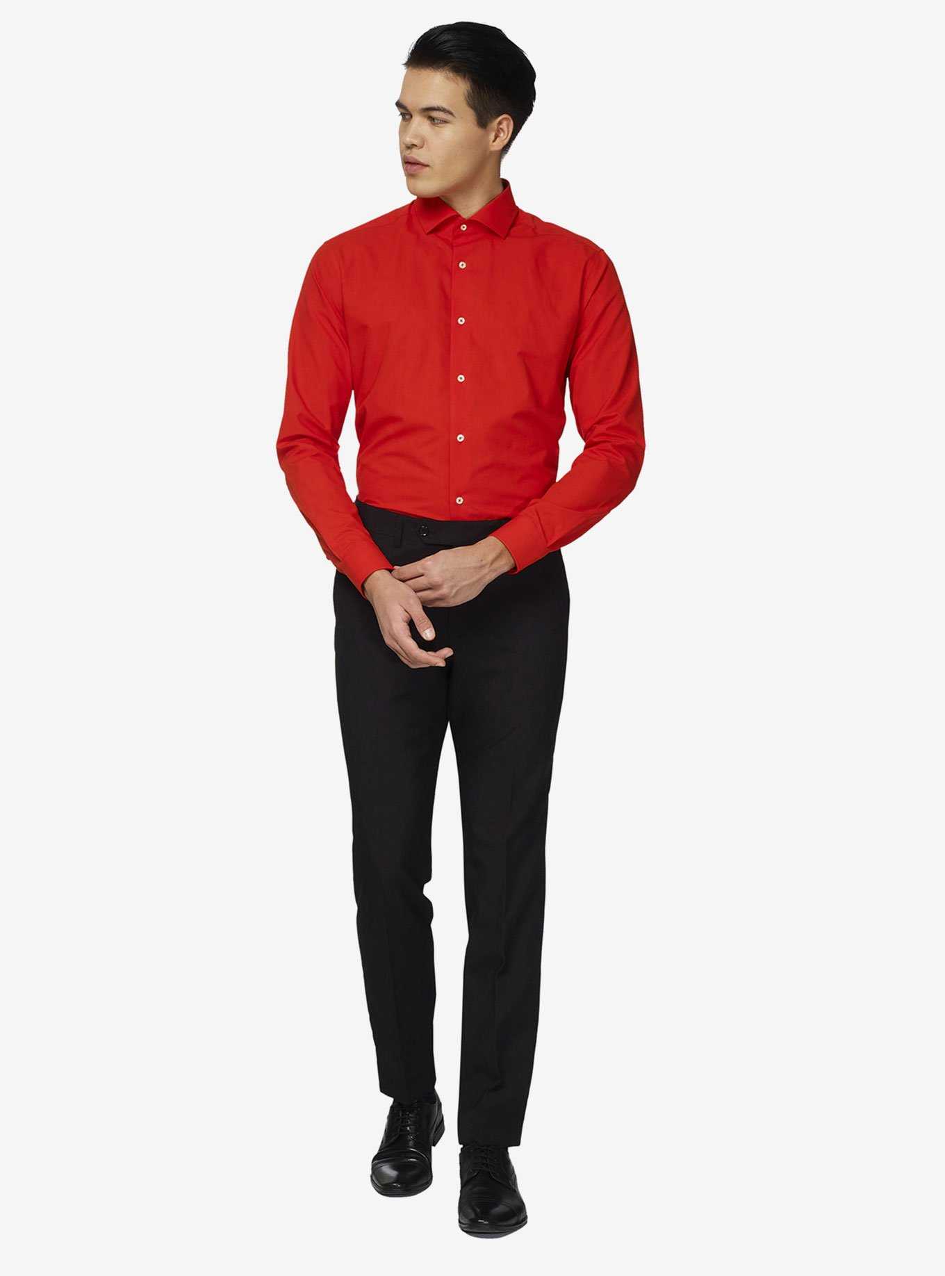 OppoSuits Men's Red Devil Solid Color Shirt, , hi-res