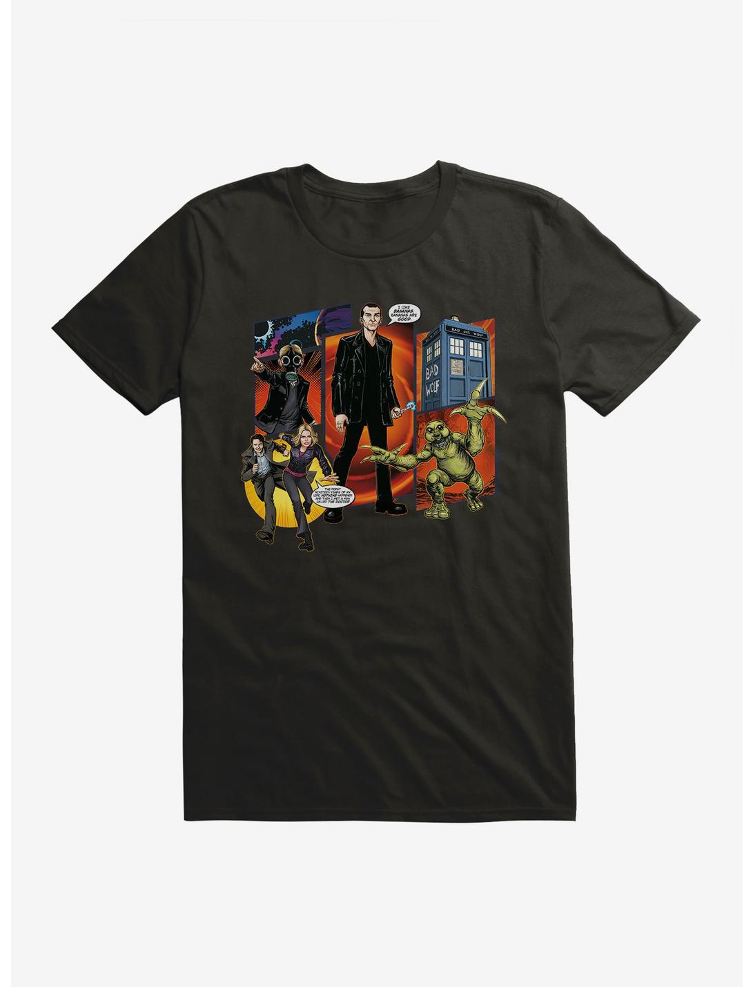 Doctor Who The Ninth Doctor Comic Scene T-Shirt, BLACK, hi-res