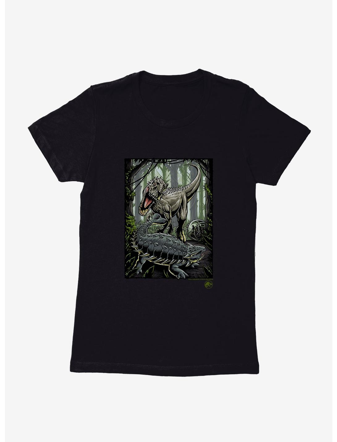 Jurassic World Forest Battle Womens T-Shirt, BLACK, hi-res