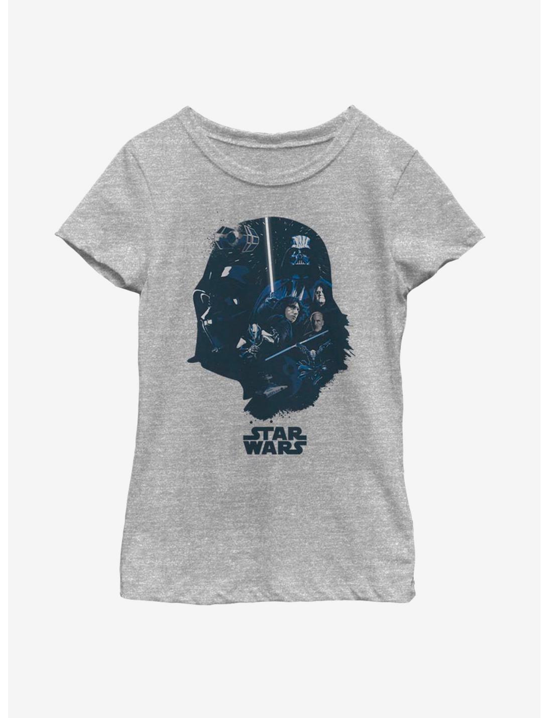 Star Wars Vader Helmet Fill Youth Girls T-Shirt, ATH HTR, hi-res