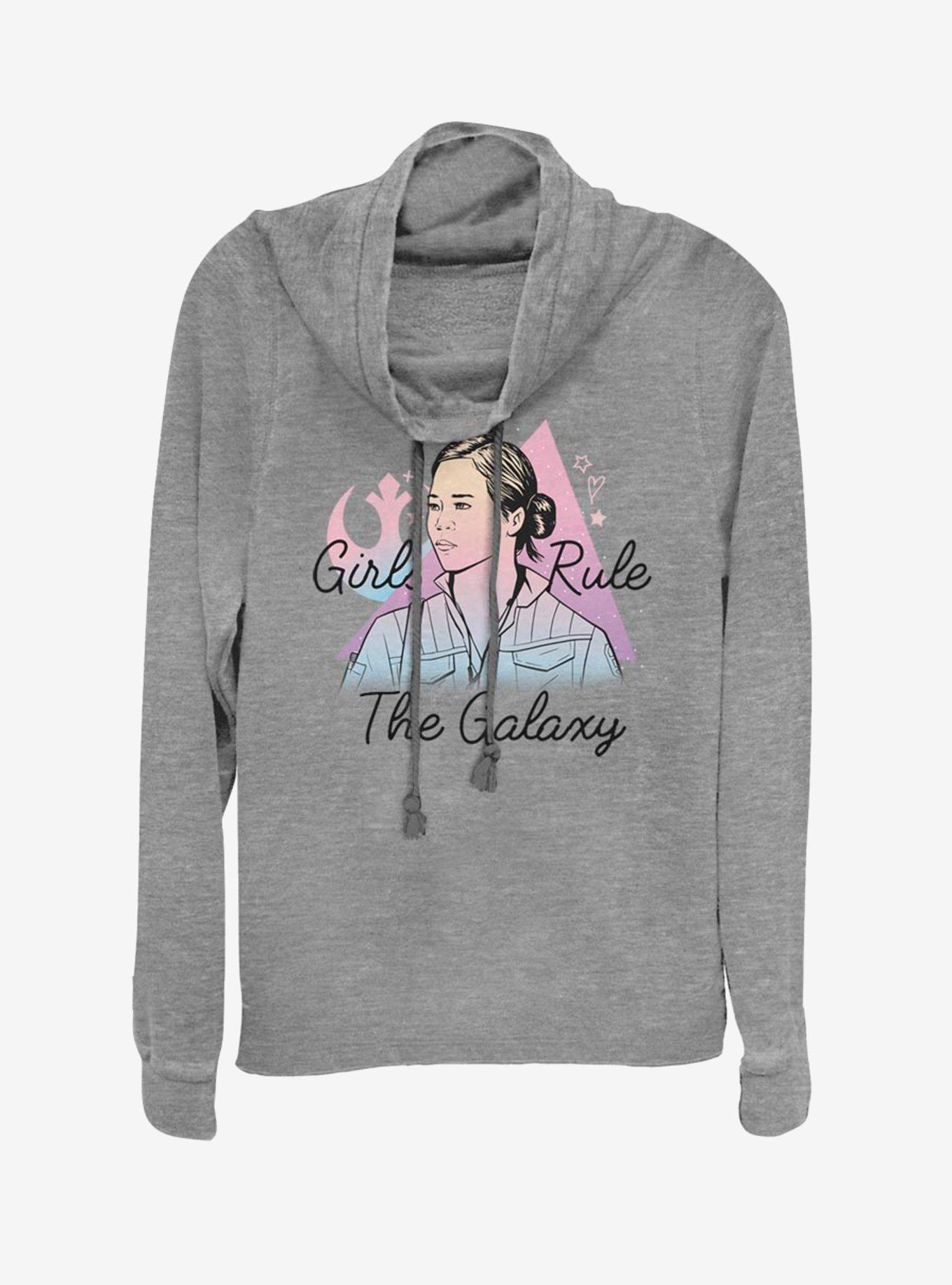 Star Wars Rose Pastel Girls Rule Cowlneck Long-Sleeve Womens Top, ATH HTR, hi-res