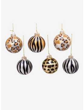 Gold, Silver And Black Animal Glass Ball Ornament Set, , hi-res