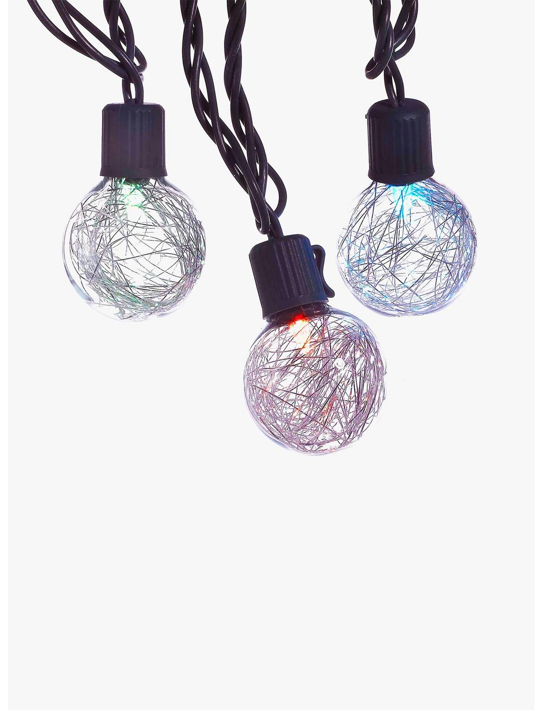 Silver Tinsel 10-Light Color-Changing Led Ball Light Set, , hi-res
