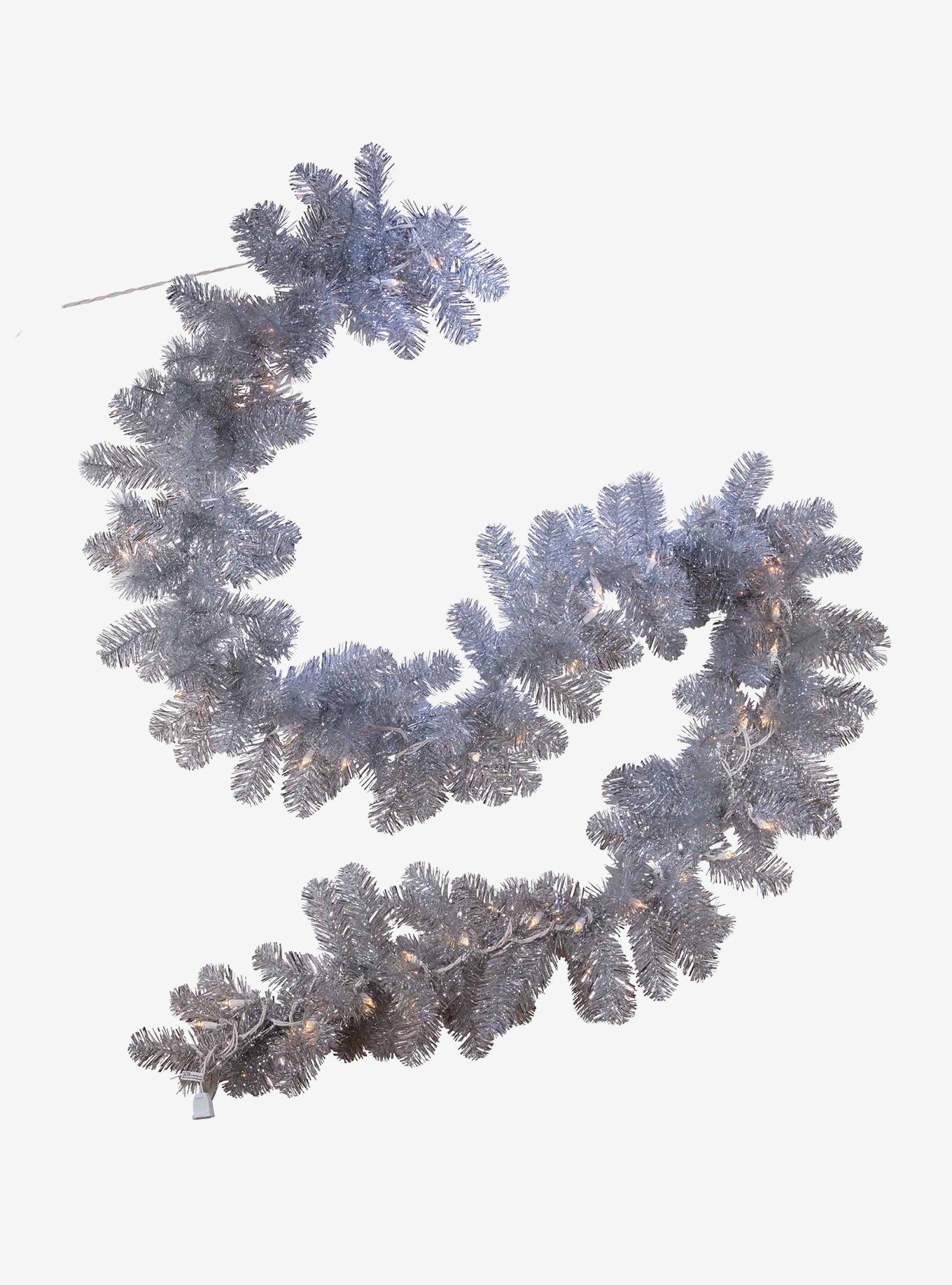 Pre-Lit Silver Point Pine Garland, , hi-res
