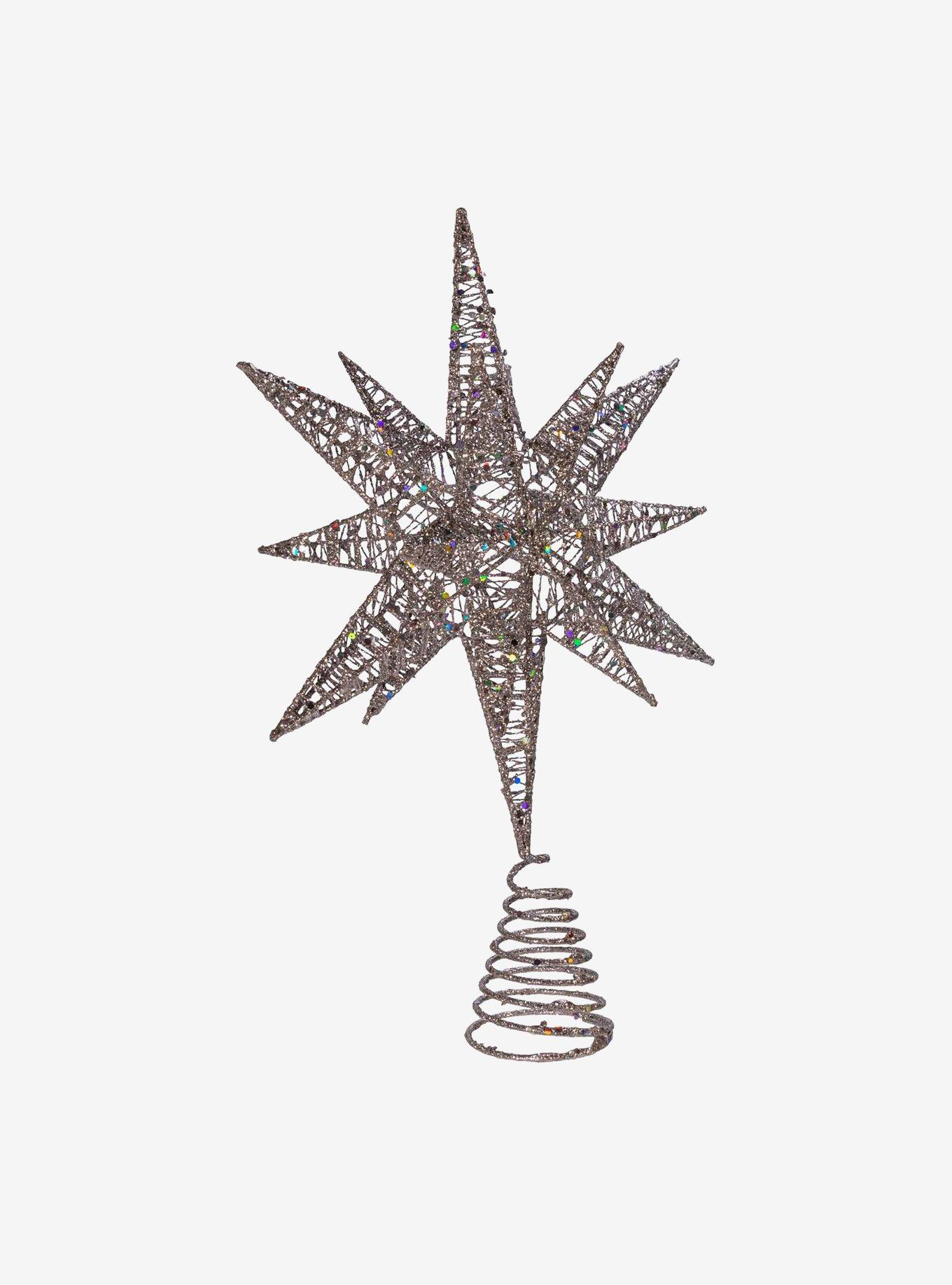 Silver Glitter Wire 3D Star Treetop, , hi-res