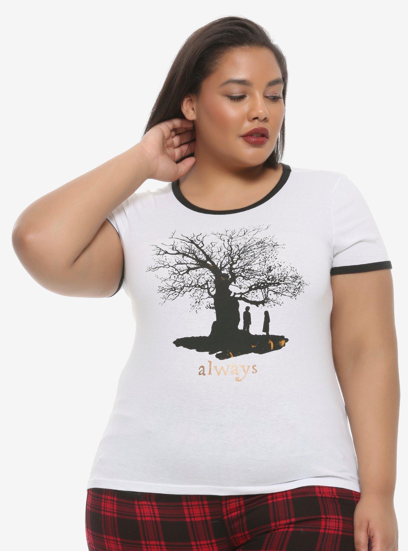 Harry Potter Always Tree Silhouette Girls Ringer T-Shirt Plus Size, MULTI, hi-res