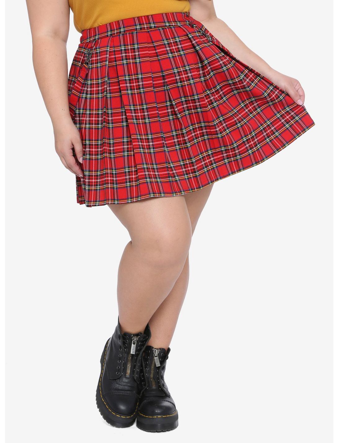 Red Plaid Pleated Suspender Skirt Plus Size | Hot Topic