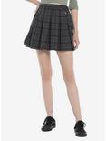 Black & Grey Plaid Suspender Skirt, PLAID - GREY, hi-res