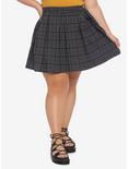 Black & Grey Plaid Suspender Skirt Plus Size, PLAID - BLACK, hi-res