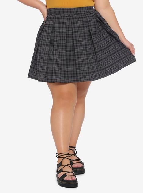 Black & Grey Plaid Suspender Skirt Plus Size | Hot Topic