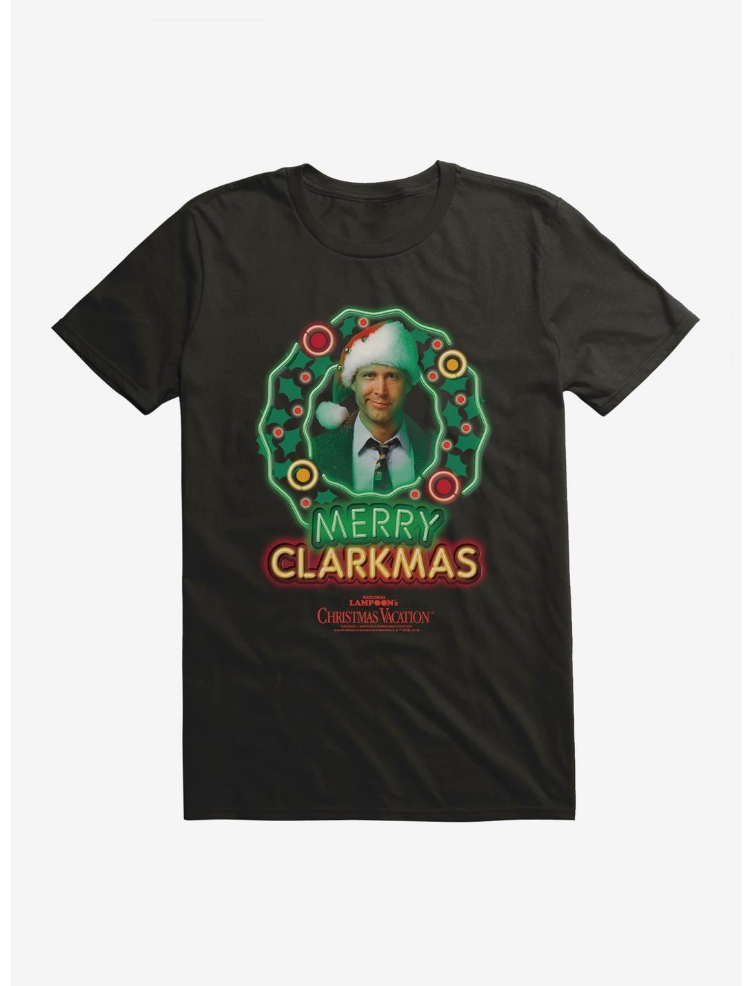 National Lampoon's Christmas Vacation Merry Clarkmas Neon Lights T-Shirt, BLACK, hi-res