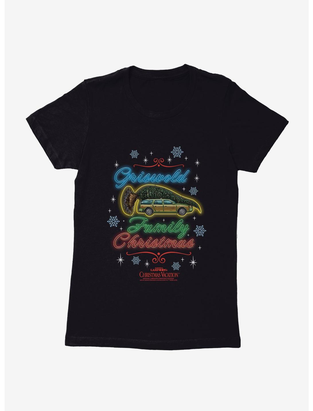 National Lampoon's Christmas Vacation Griswold Family Christmas Neon Sign Womens T-Shirt, BLACK, hi-res