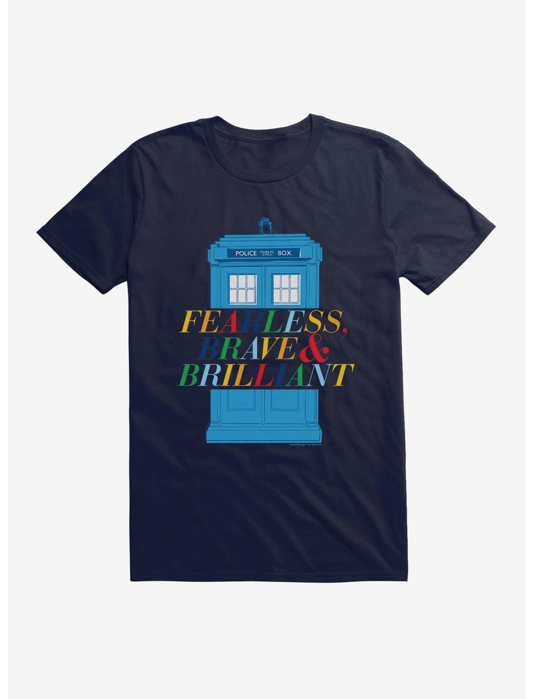 Doctor Who Fearless, Brave And Brilliant Tardis Black T-Shirt, , hi-res