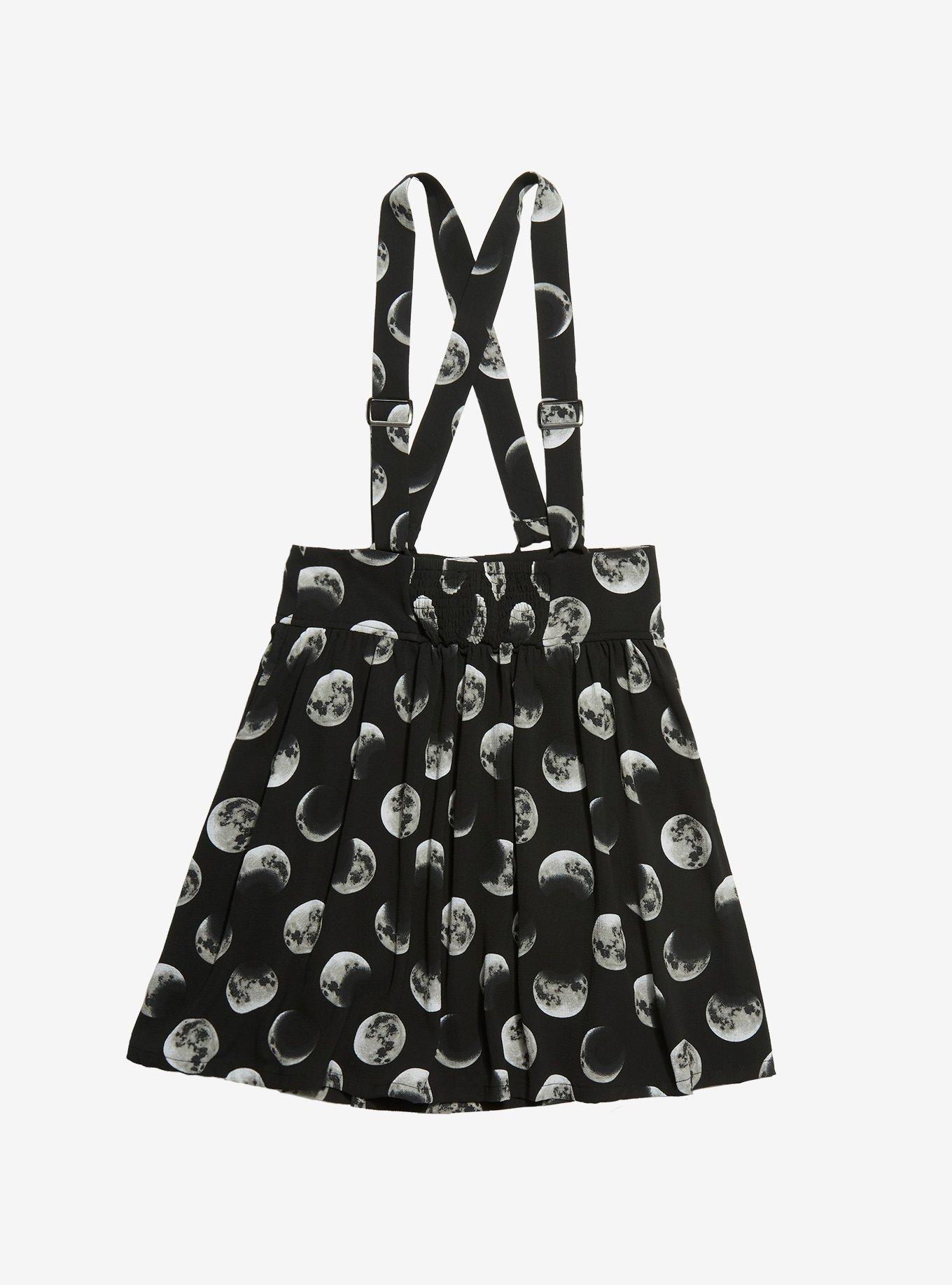 Moon Phase Suspender Skirt, BLACK, hi-res