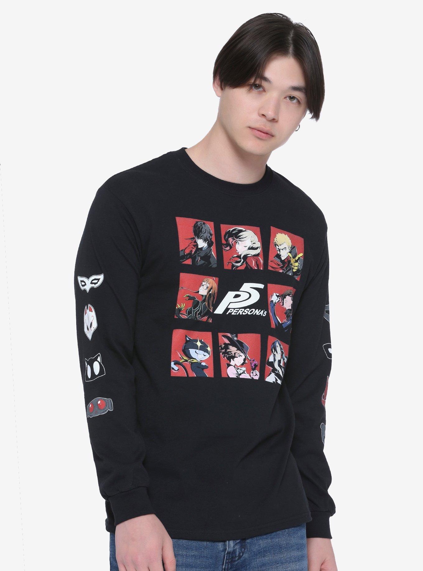 Persona 5 Character Squares Long-Sleeve T-Shirt, BLACK, hi-res