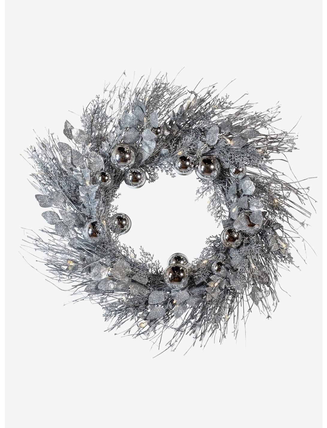 Battery-Operated Silver Twig Led Wreath, , hi-res