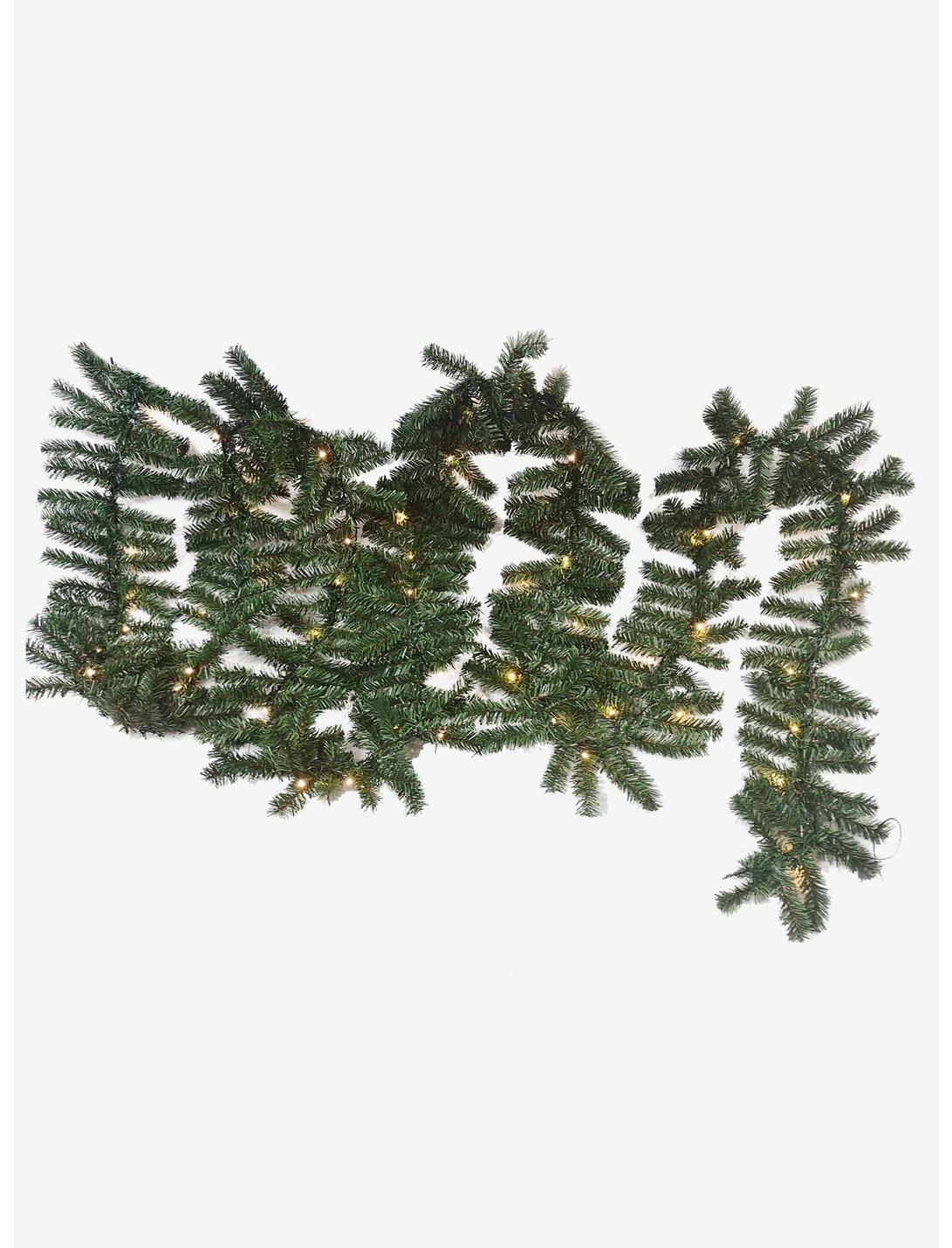 Green Christmas Garland With 60 Warm White Led Lights, , hi-res