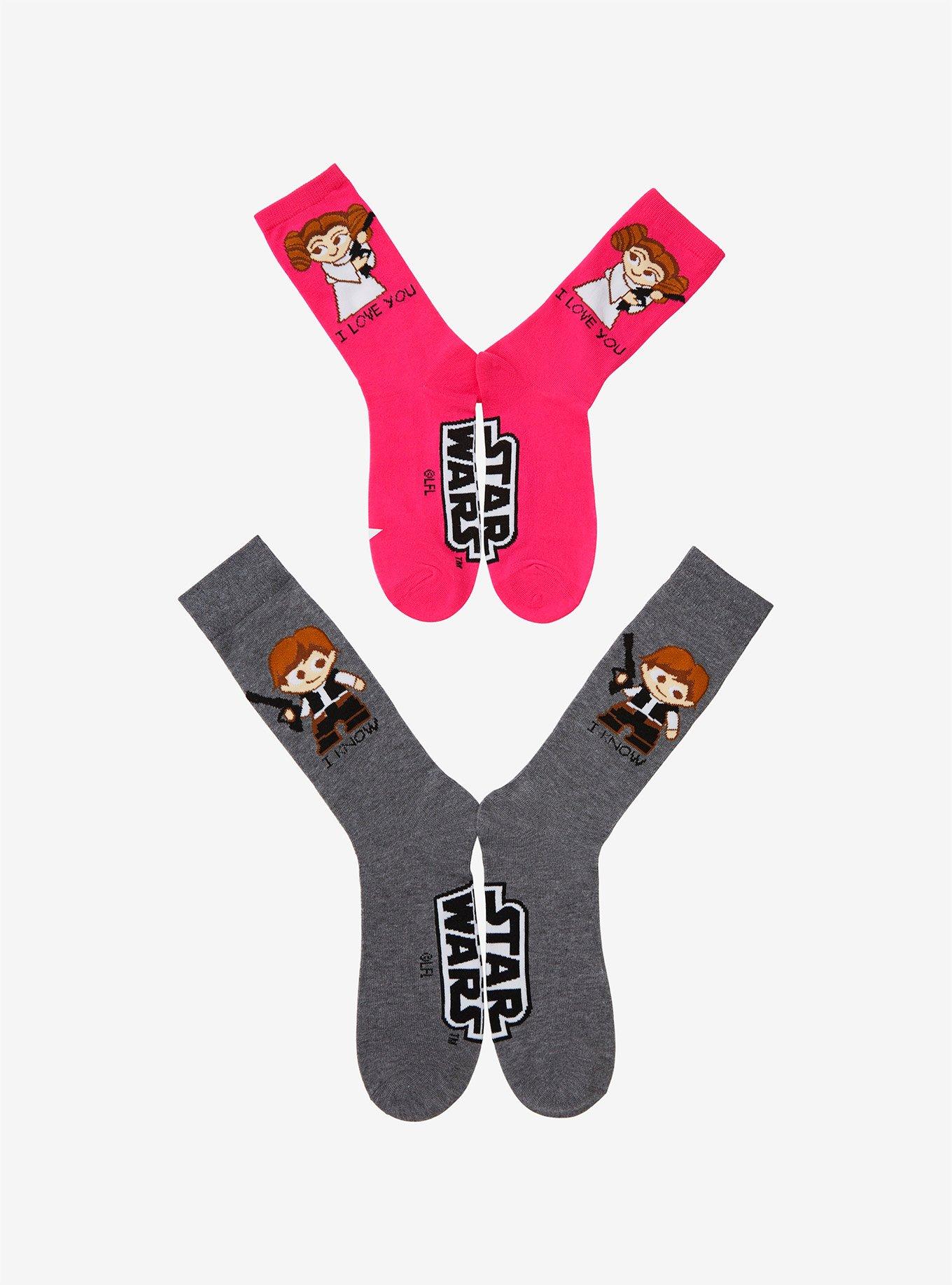 Star Wars Han & Leia I Love You Couples Crew Socks - BoxLunch Exclusive, , hi-res