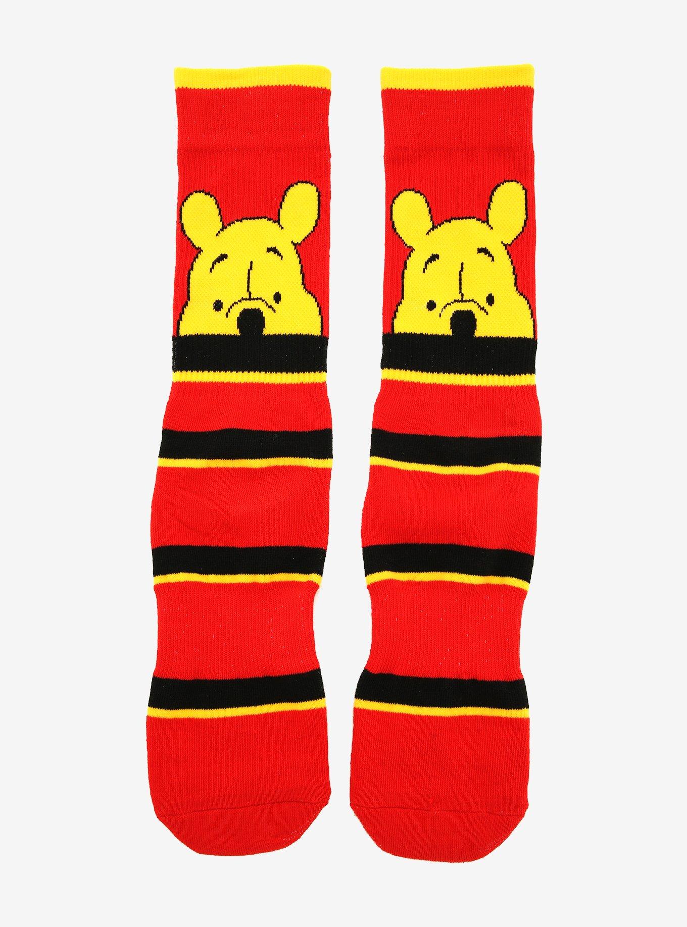 Disney Winnie the Pooh Striped Crew Socks - BoxLunch Exclusive, , hi-res