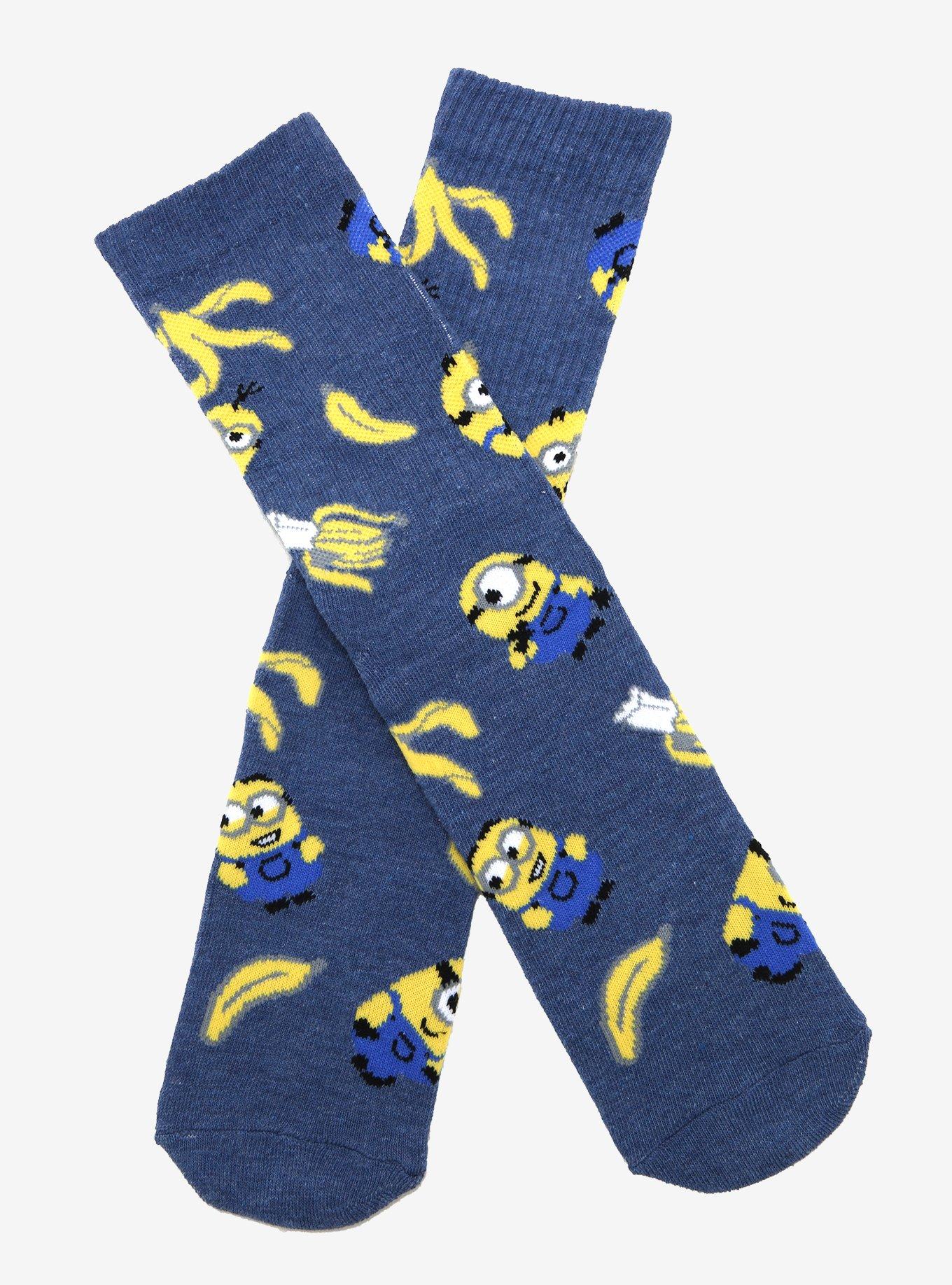 Despicable Me Minions Banana Crew Socks - BoxLunch Exclusive, , hi-res