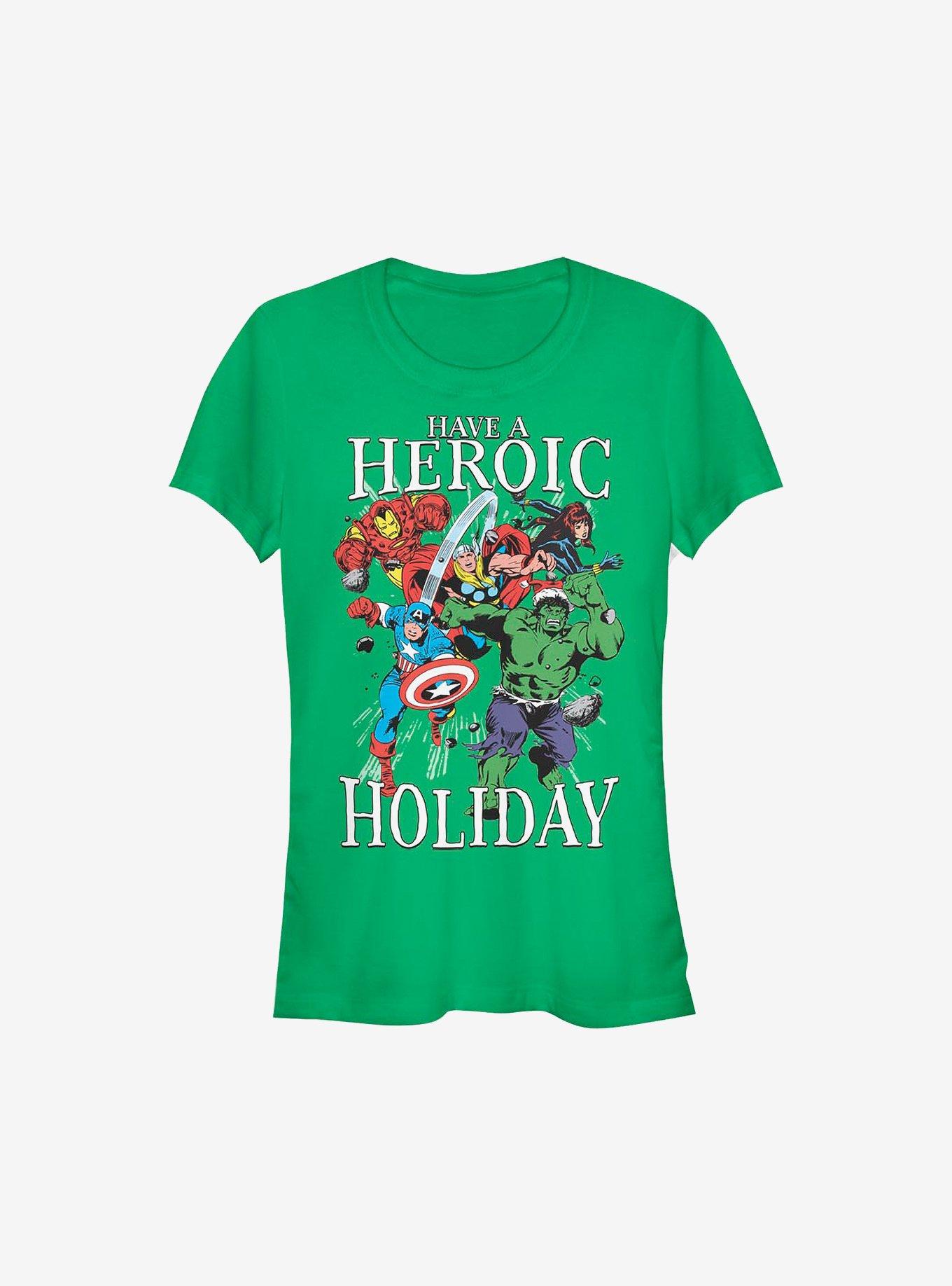 Marvel Avengers Heroic Family Holiday Girls T-Shirt, KELLY, hi-res