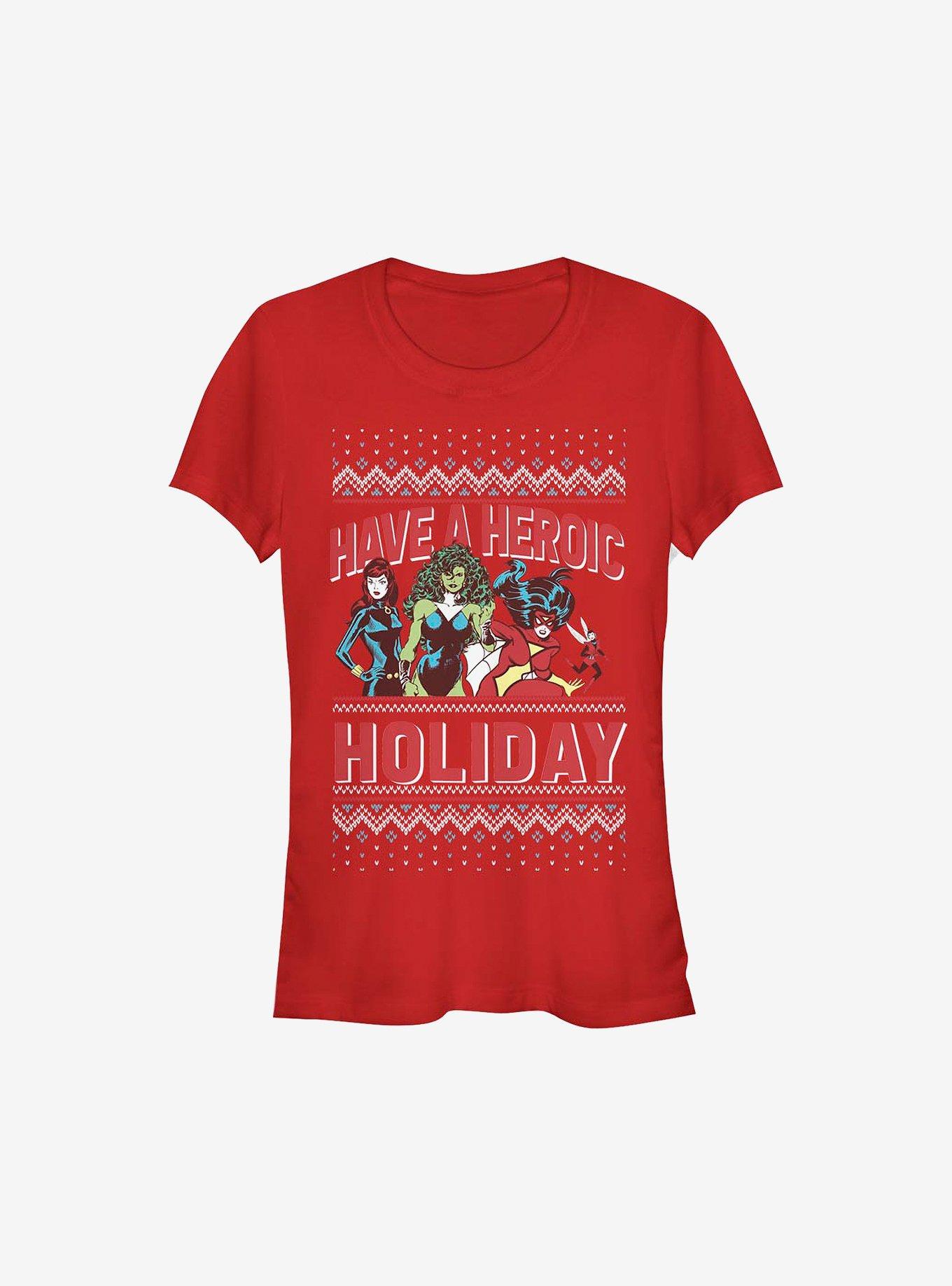 Marvel Avengers Heroic Holiday Girls T-Shirt, RED, hi-res