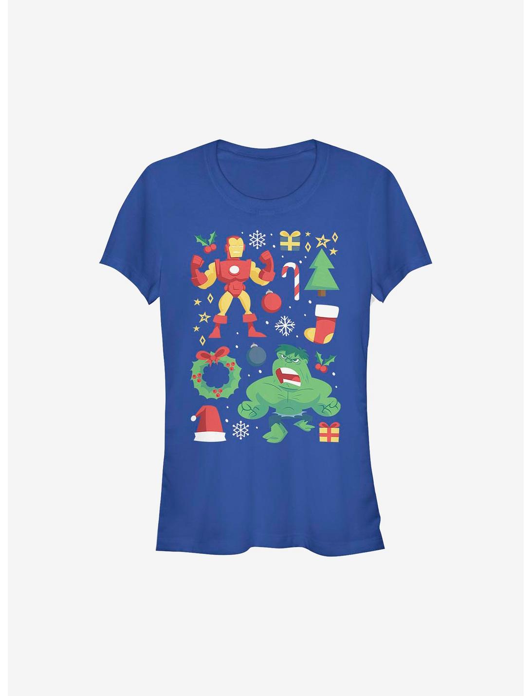 Marvel Avengers Holiday Cheer Girls T-Shirt, ROYAL, hi-res