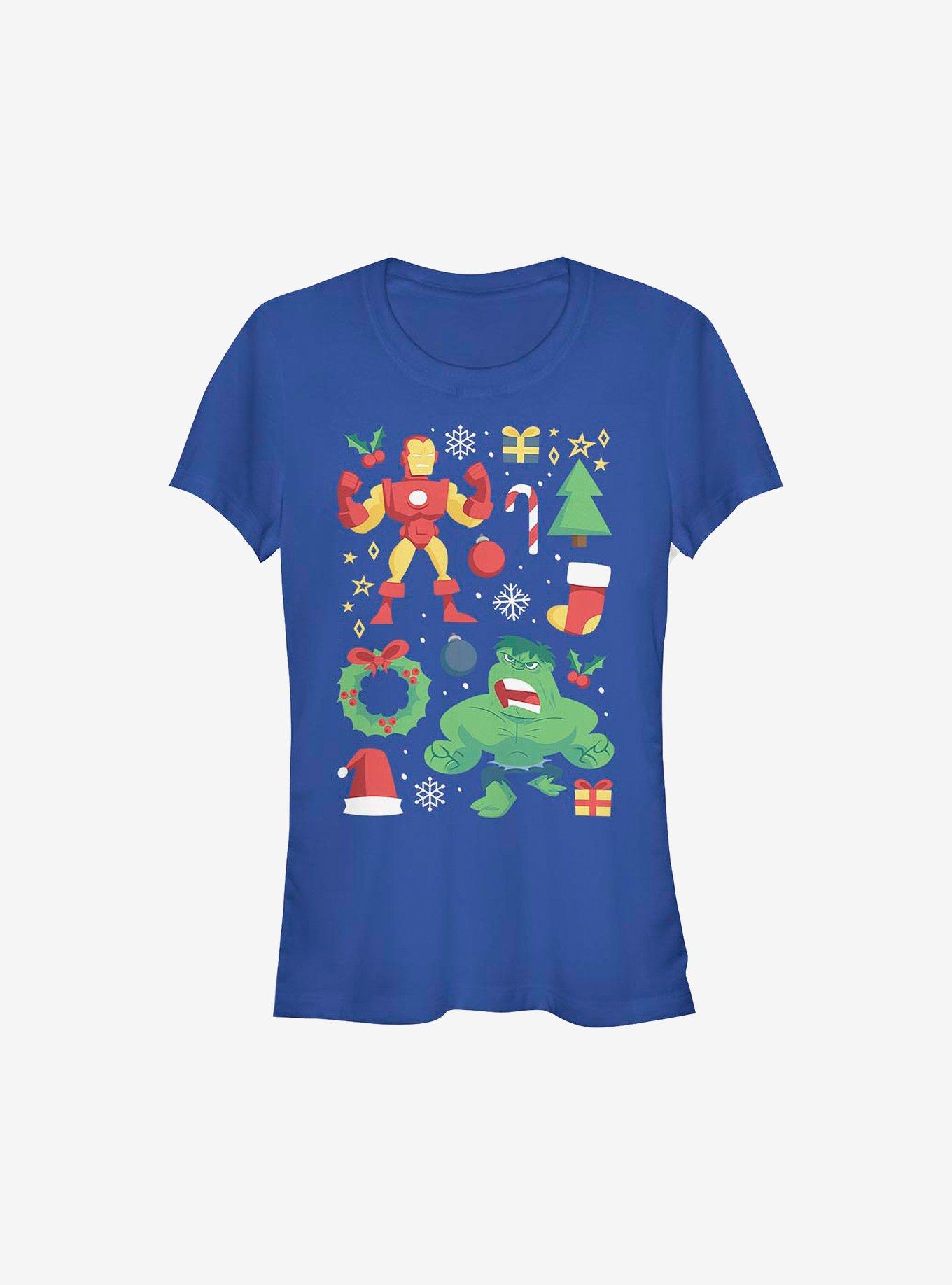 Marvel Avengers Holiday Cheer Girls T-Shirt, ROYAL, hi-res