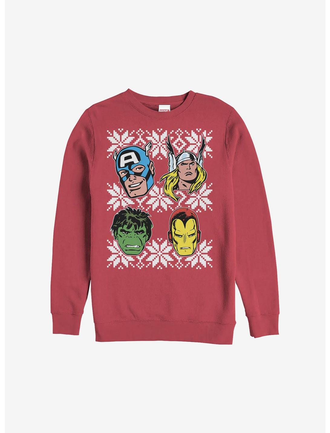 Marvel Avengers Super Heads Holiday Sweatshirt, RED, hi-res