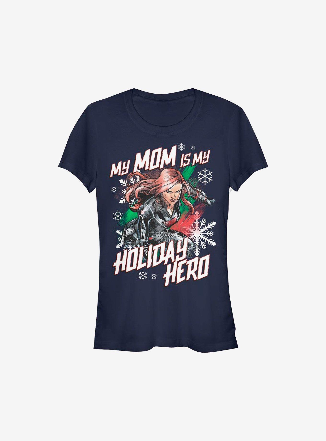 Marvel Black Widow Holiday Mom Girls T-Shirt, NAVY, hi-res