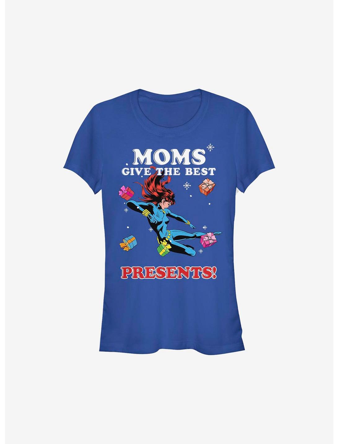 Marvel Black Widow Mom's Presents Holiday Girls T-Shirt, ROYAL, hi-res